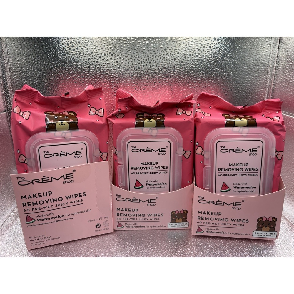 The Creme Shop 60 count makeup Removal wipes Hydrating Watermelon Lot Of 3